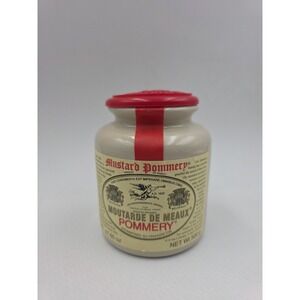 Pommery Mustard Jar Stoneware Crock Moutarde De Meaux France 17.6 oz Red Lid